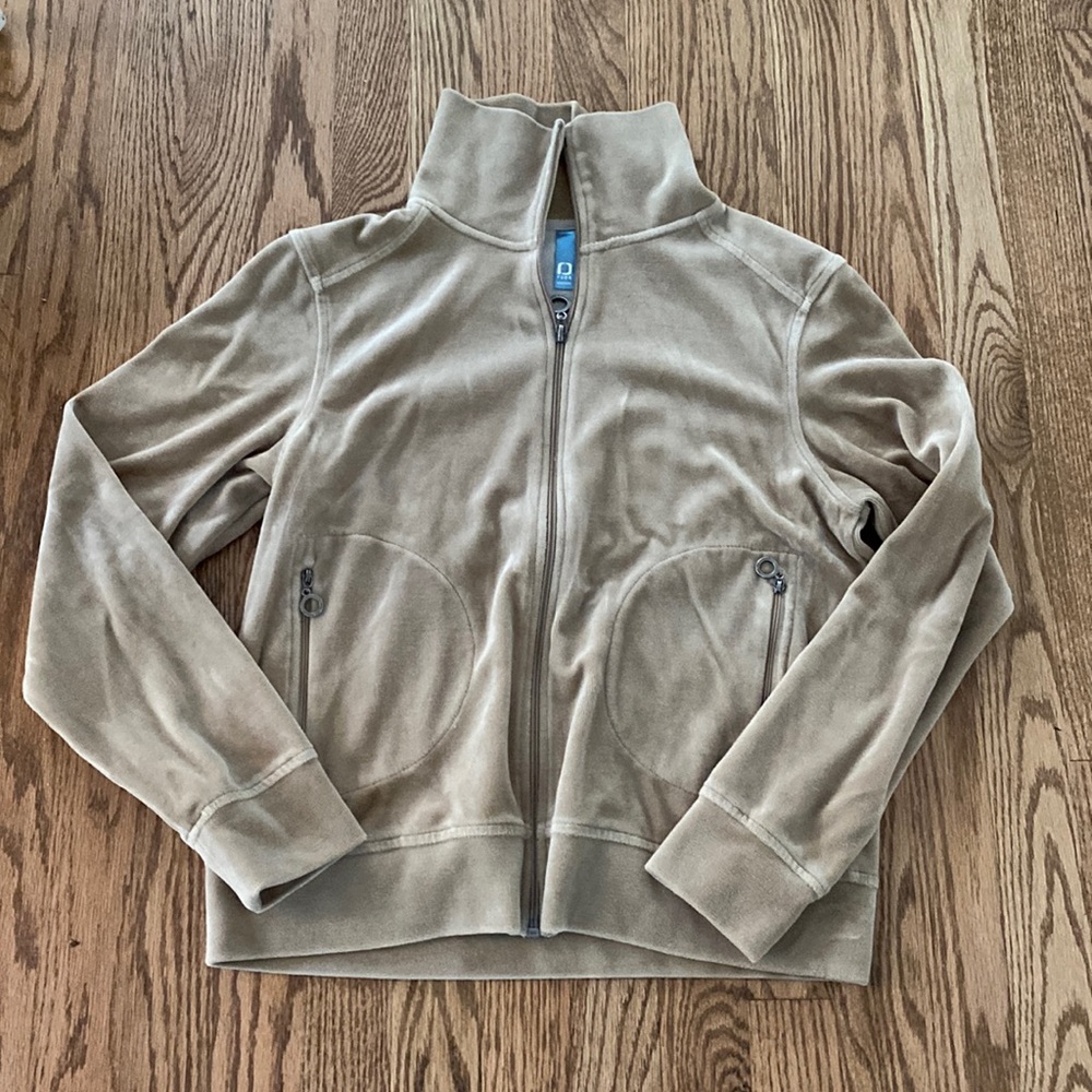 Fuda velour sweat jacket - full zip - tan- size large